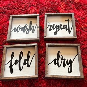 Wash Dry Fold Repeat Wooden Signs